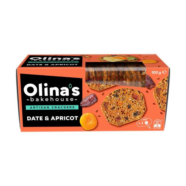 OLINA'S ARTISAN CRACKERS BISCUITS:DATE & APRICOT:.:100 GRAM