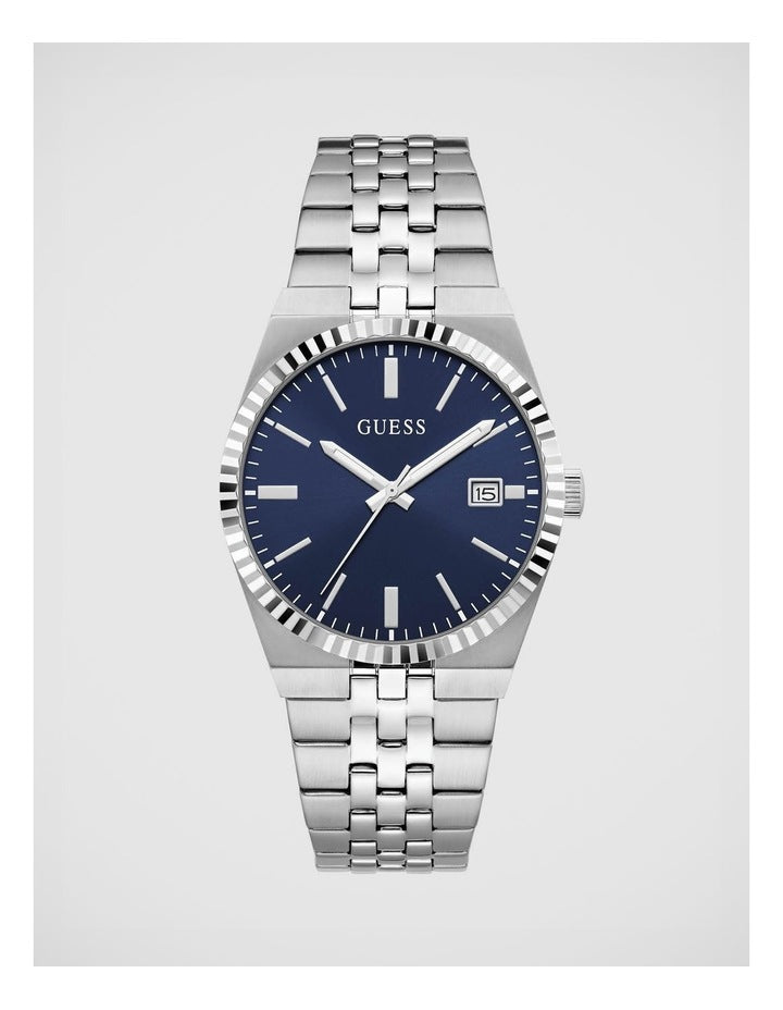 GUESS Mens Silver-Tone Analogue Watch