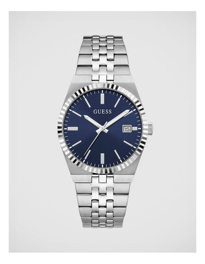 GUESS Mens Silver-Tone Analogue Watch
