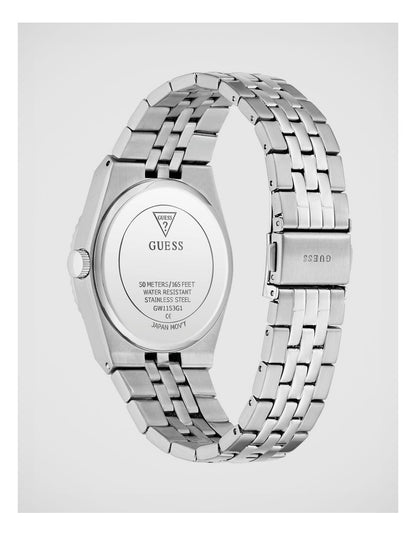 GUESS Mens Silver-Tone Analogue Watch