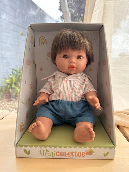 Baby Boy Doll Fully Dressed outfit 34cm by Mini Colettos Rafael Pretend and Imaginary play Toy gift idea for 3yrs+