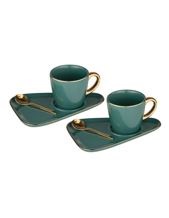 Asteria Teal Espresso Cup & Saucer - 2 pack