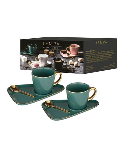 Asteria Teal Espresso Cup & Saucer - 2 pack