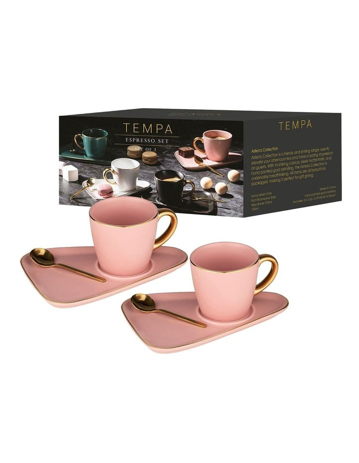 Asteria Pink Espresso Cup & Saucer - 2 pack