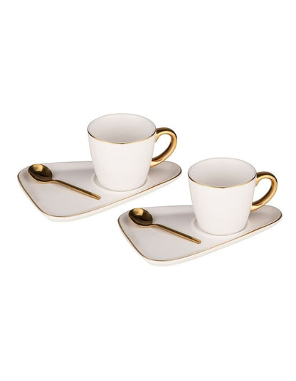 Asteria White Espresso Cup & Saucer - 2 pack