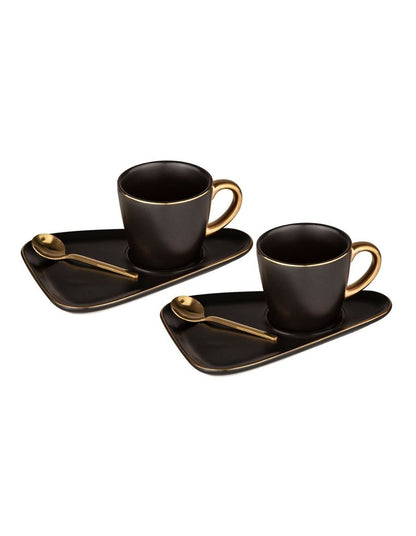 Asteria Black Espresso Cup & Saucer - 2 pack