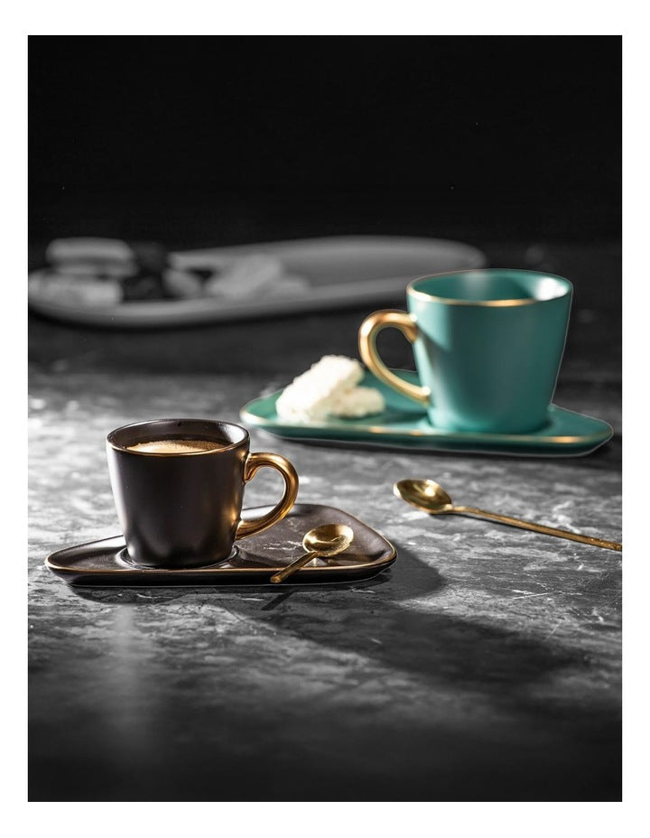 Asteria Black Espresso Cup & Saucer - 2 pack