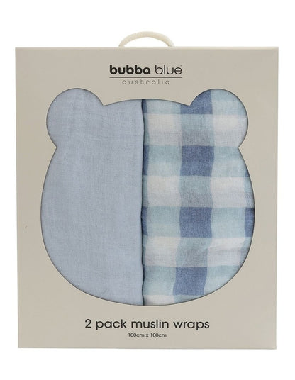 BUBBA SUNDAE 2PK MUSLIN WRAPS - BLUEBERRY