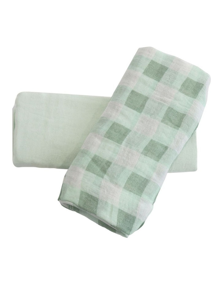 BUBBA SUNDAE 2PK MUSLIN WRAPS - GREENTEA