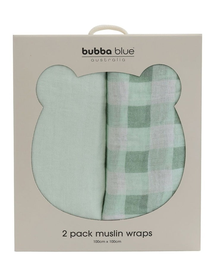 BUBBA SUNDAE 2PK MUSLIN WRAPS - GREENTEA