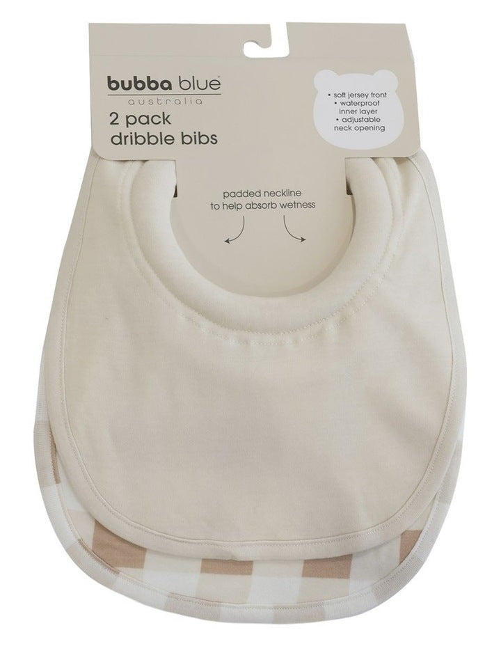 BUBBA SUNDAE 2PK DRIBBLE BIBS - CHESTNUT