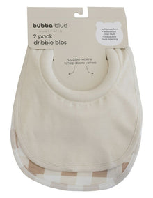 BUBBA SUNDAE 2PK DRIBBLE BIBS - CHESTNUT