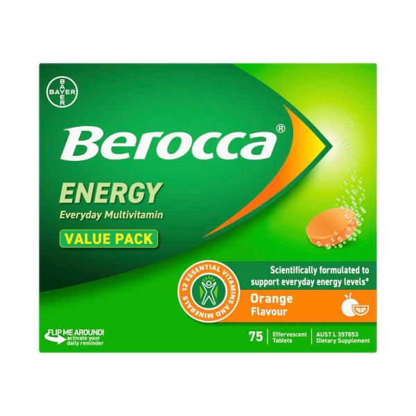 BEROCCA ENERGY EFFERVESCENT ORANGE 75PK