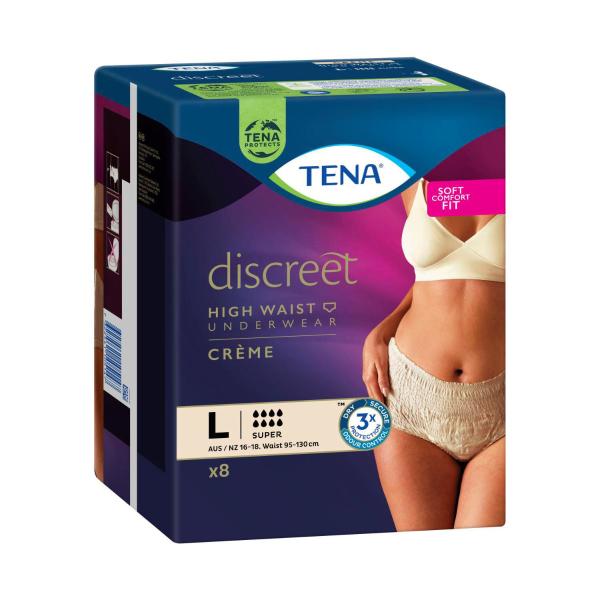 TENA DISCREET SUPER INCONTINENCE PANTS LARGE 8 PACK