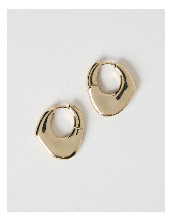 Flat Mini Hoop Earrings in Gold