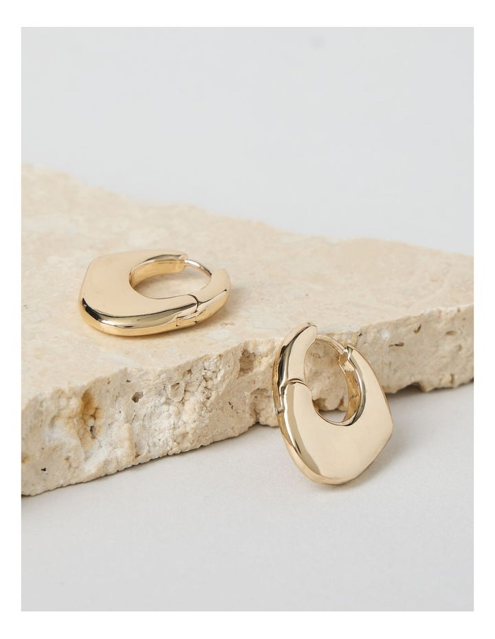Flat Mini Hoop Earrings in Gold
