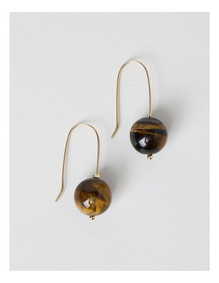 Ball Drop Hook Earring in Brown