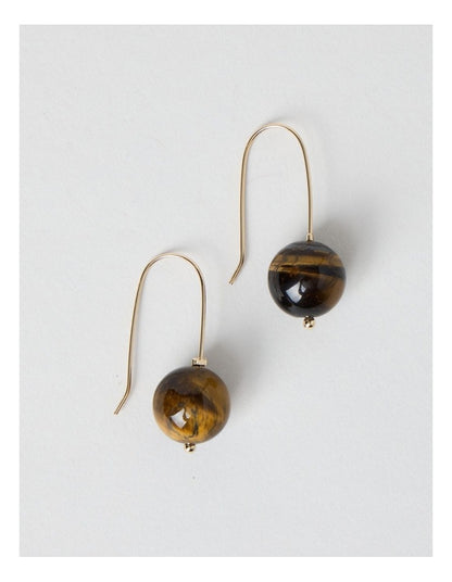 Ball Drop Hook Earring in Brown