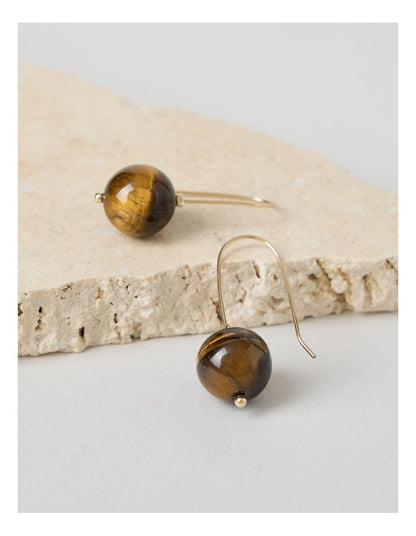 Ball Drop Hook Earring in Brown