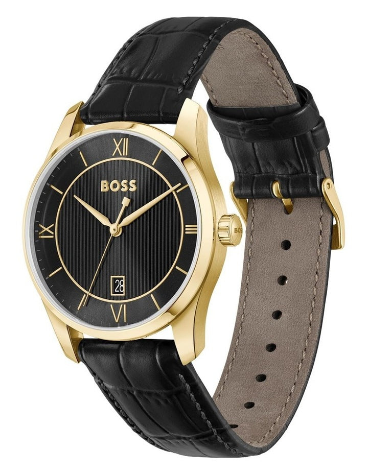 Principle Prestige Black Calfskin Black Dial Men's Watch