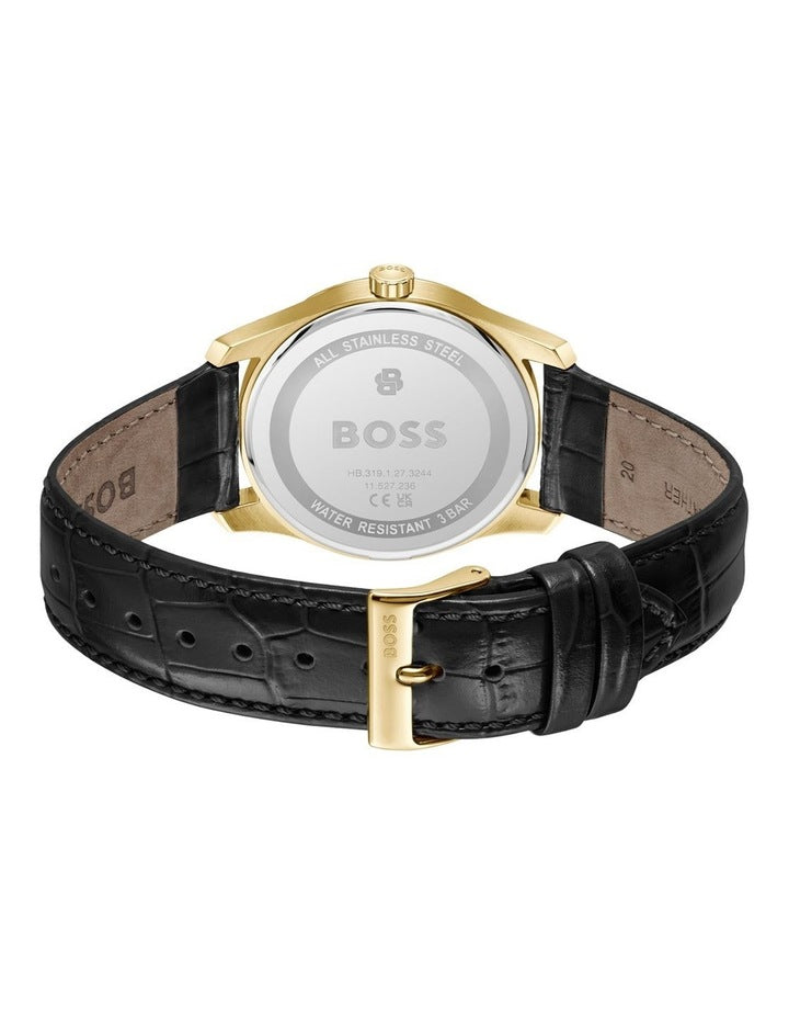 Principle Prestige Black Calfskin Black Dial Men's Watch