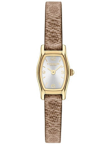 Greta Brown & Khaki PVC & Caramel Calfskin Silver White Dial Women's Watch