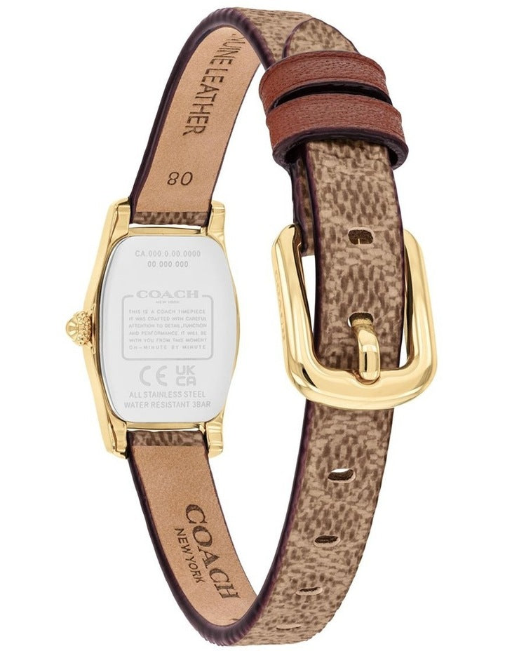 Greta Brown & Khaki PVC & Caramel Calfskin Silver White Dial Women's Watch