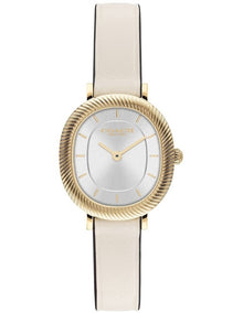 Coach Harlow Chalk Calfskin Silver White Dial Women's Watch