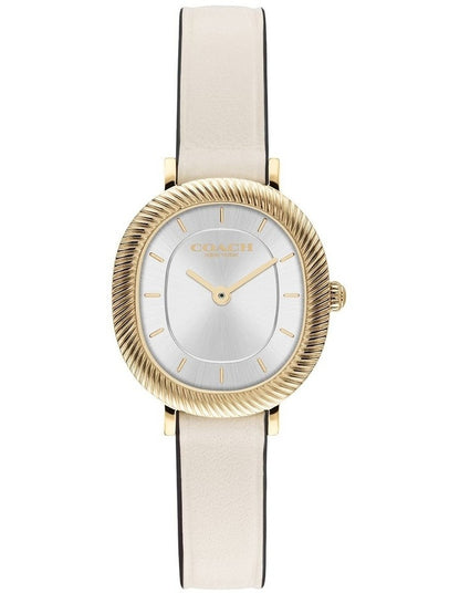 Coach Harlow Chalk Calfskin Silver White Dial Women's Watch