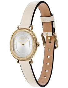 Coach Harlow Chalk Calfskin Silver White Dial Women's Watch