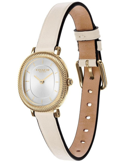 Coach Harlow Chalk Calfskin Silver White Dial Women's Watch