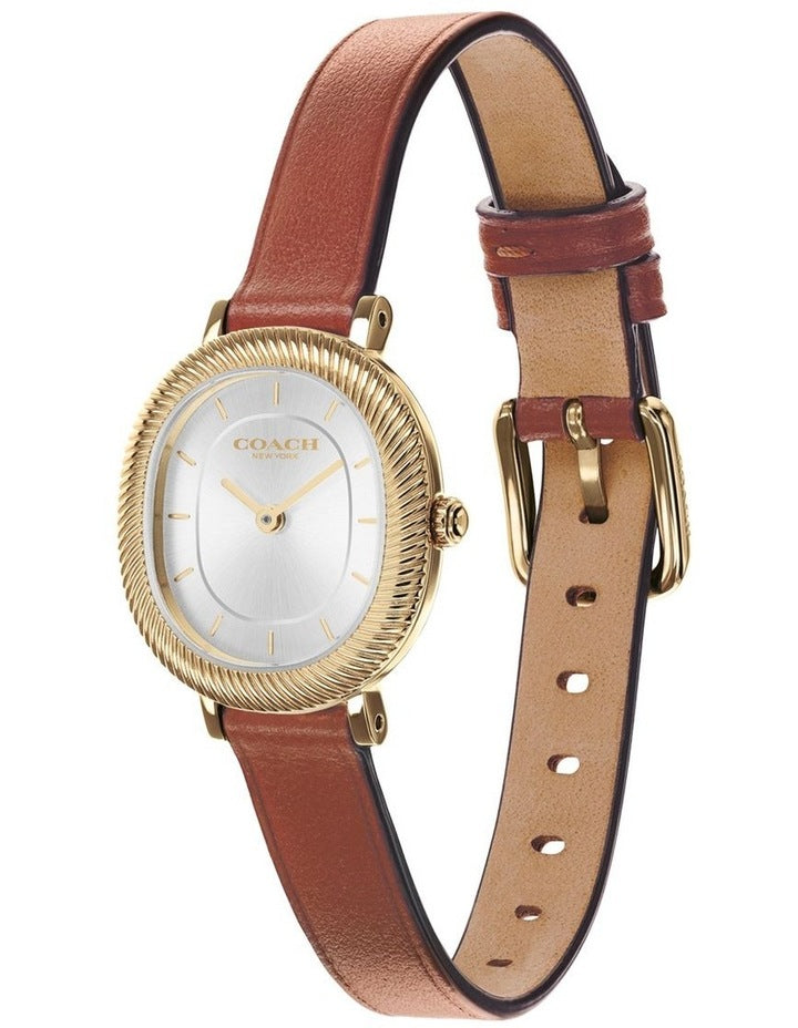 Harlow Saddle Calfskin Silver White Dial Women's Watch