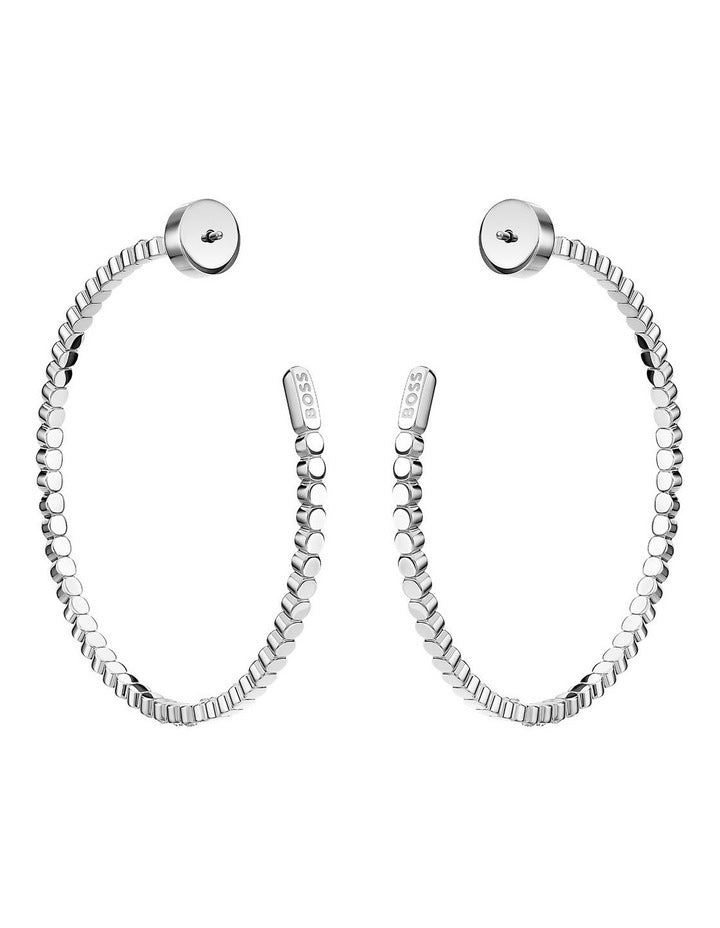Kassy Divine Stainless Steel & Crystals Hoop Earrings