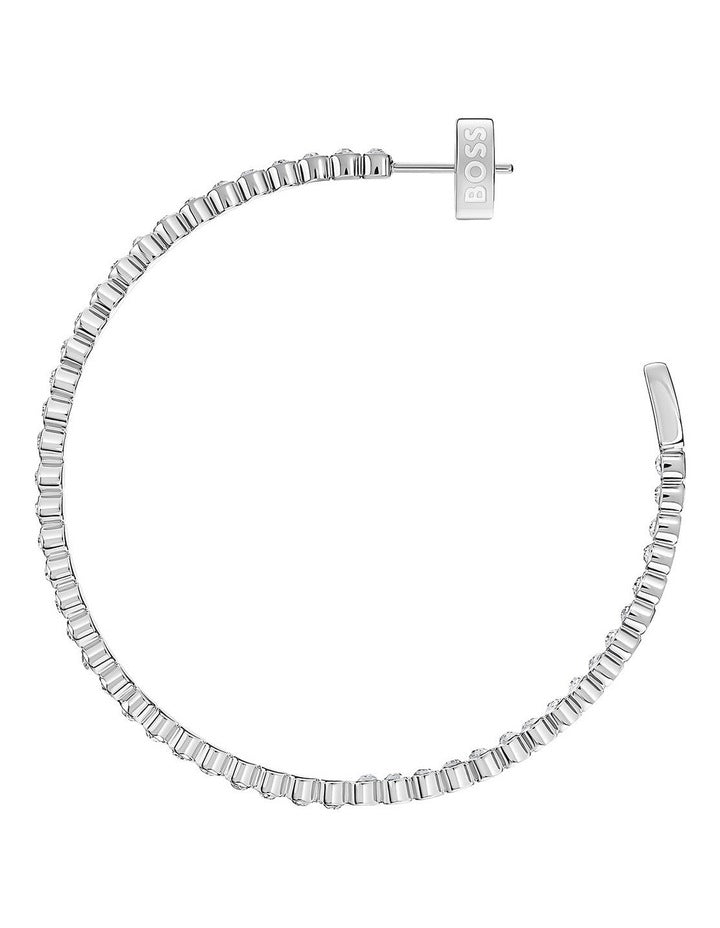 Kassy Divine Stainless Steel & Crystals Hoop Earrings