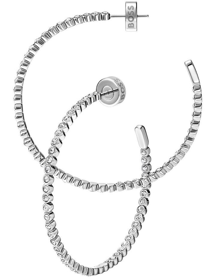 Kassy Divine Stainless Steel & Crystals Hoop Earrings