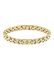 Gold Steel Men's Metal Link Bracelet