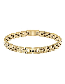 Gold Steel Men's Metal Link Bracelet