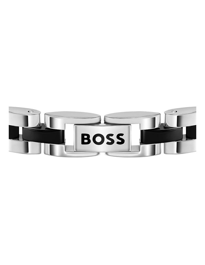 Stainless Steel & Black Steel Men's Metal Link Bracelet