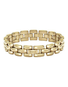 Gold Steel Women's Metal Link Bracelet
