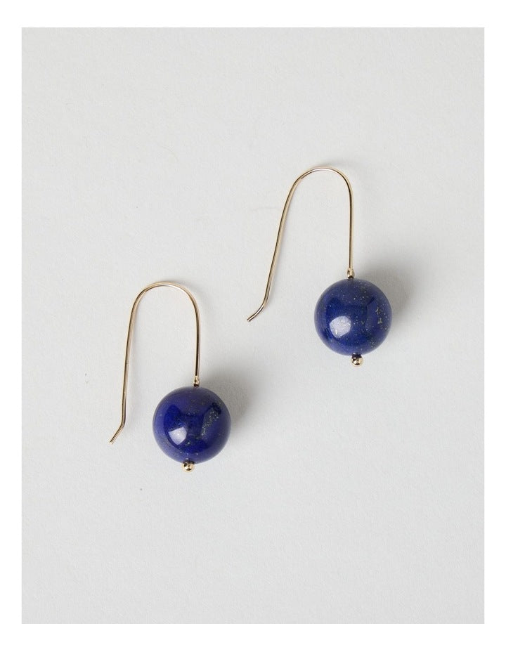Ball Drop Hook Earring in Blue