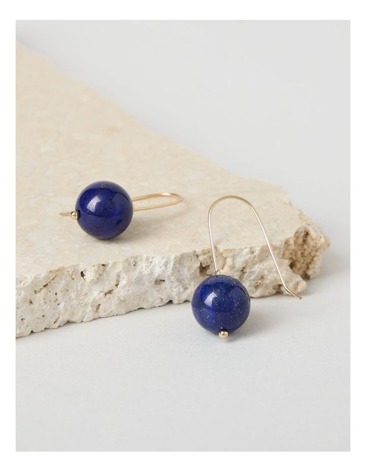 Ball Drop Hook Earring in Blue