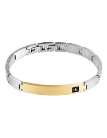 Stainless Steel & Gold Steel Men's Metal Link Bracelet