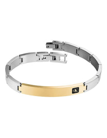 Stainless Steel & Gold Steel Men's Metal Link Bracelet
