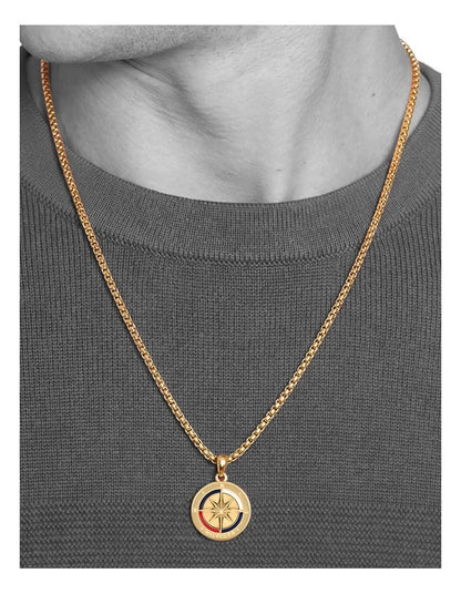 Gold Steel Men's Pendant Necklace