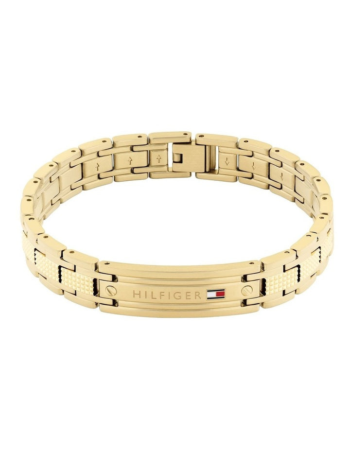 Gold Steel Men's Metal Link Bracelet