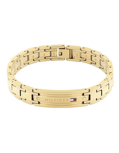Gold Steel Men's Metal Link Bracelet