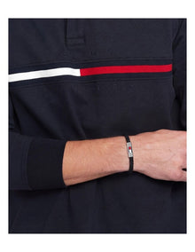 Stainless Steel & Black Nylon Cord Men's Nylon Bracelet