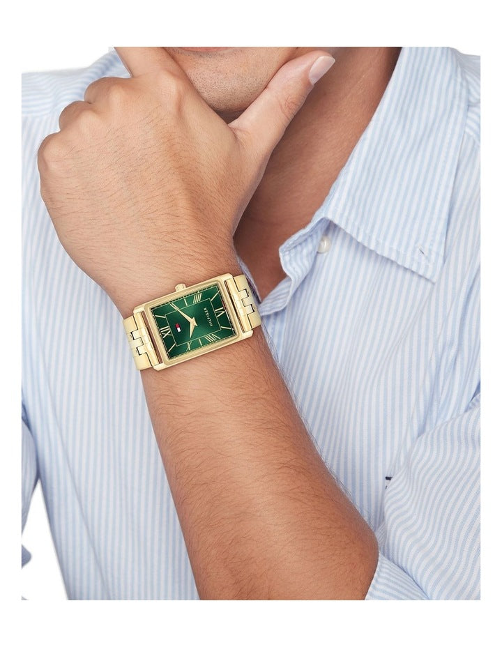 Gold Steel Green Dial Men's Watch