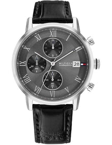 Kane Black Leather Dark Grey Dial Men's Watch
