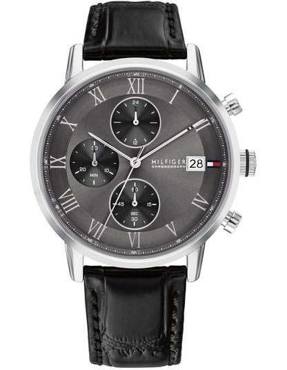 Kane Black Leather Dark Grey Dial Men's Watch